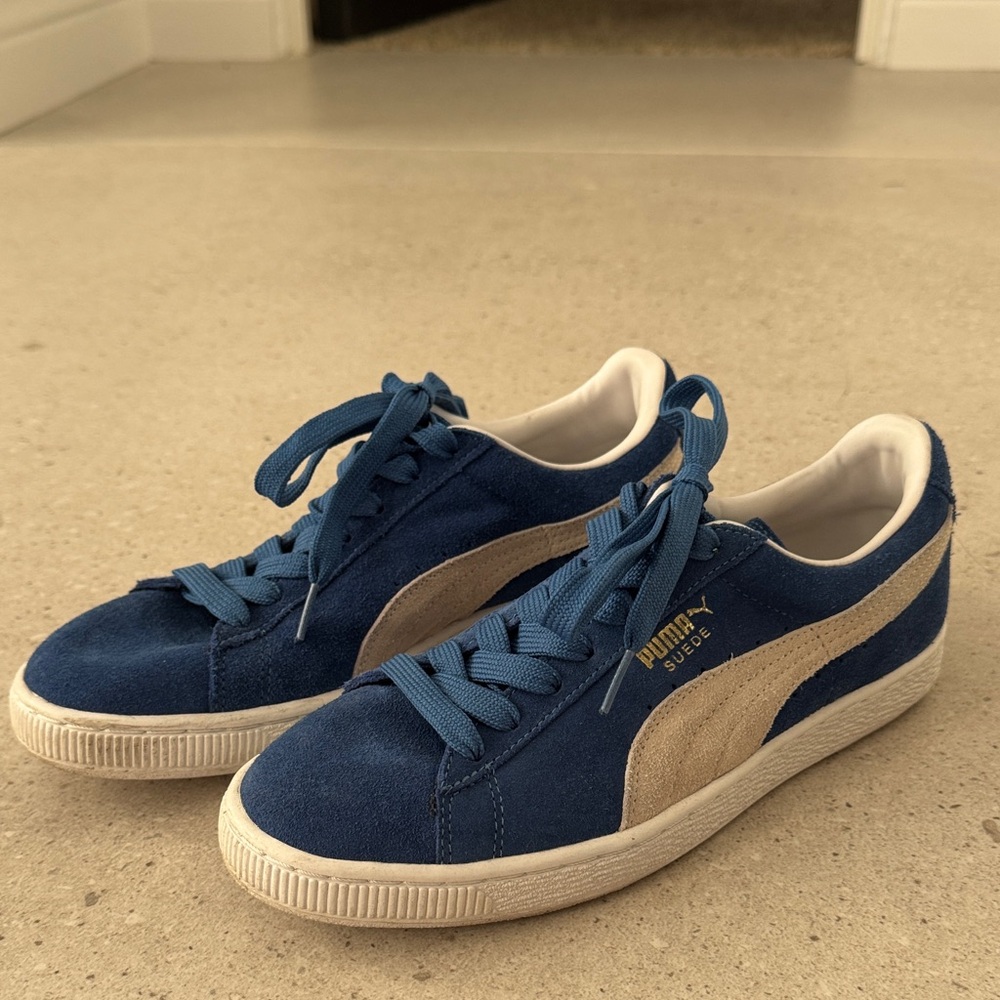 Puma Suede Classic Blue and Beige Sneakers